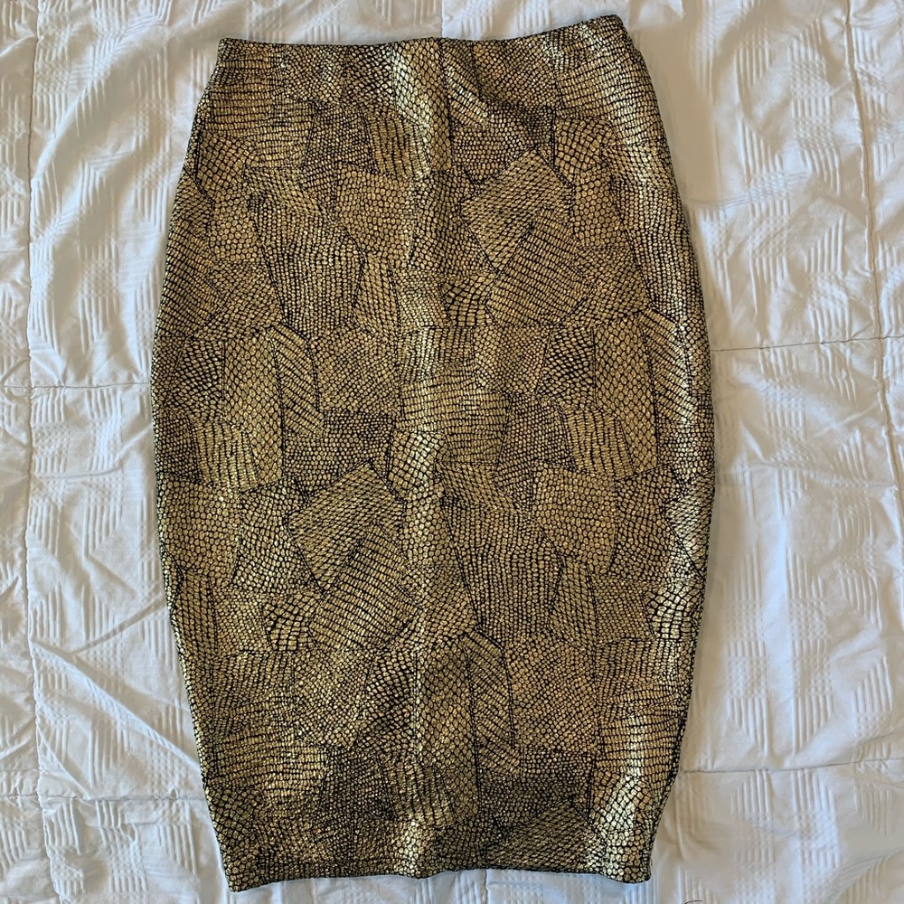 Gold Foil Pencil Skirt